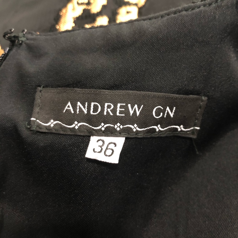 Andrew GN Black & Gold Brocade Tassel Dress - Picture 7 of 9